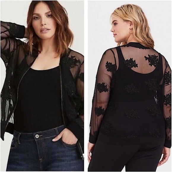 TORRID Black Mesh Floral Lace Bomber
Jacket / Torrid size 0 - Picture 2 of 10